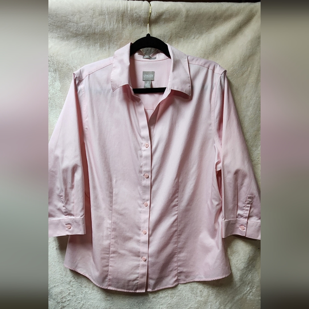 Chico's Pink Blouse Classic Cotton Blend
